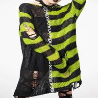 Halloween Ripped Long Sweater Women's Fashion Loose Sweater
