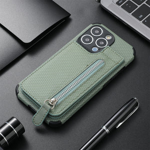 Woven Print Leather Card Wallet iPhone Case