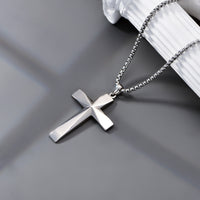 Collar con colgante de cruz de plata de ley 925 con versículo de la Biblia
