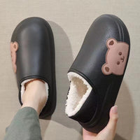 Pantoufles moelleuses en forme d'ours, chaussures d'hiver pour la maison
