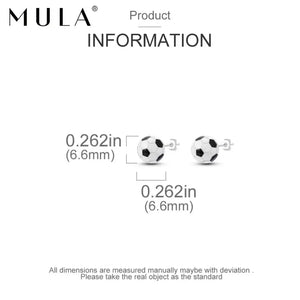 Black And White 3D Soccer Ball Shape Stud Earrings