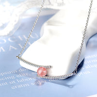 Simple Strawberry Crystal Necklace
