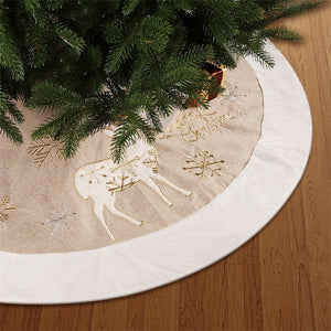 Christmas Gold White Tree Skirt