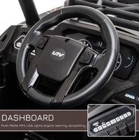 12V Kids Off-Road UTV Electric Ride On Car Black Camouflage High Roof Remote Control Lights MP3 Adventure Toys
