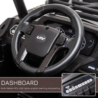 12V Kids Off-Road UTV Electric Ride On Car Black Camouflage High Roof Remote Control Lights MP3 Adventure Toys