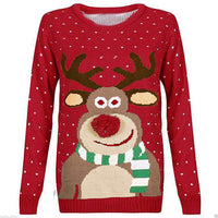 Long-sleeved Red Nose Reindeer Pullover Sweater
