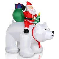 6ft 15W 7pcs LED Lights Santa Claus Rides Polar Bear Garden Santa Claus Decoration
