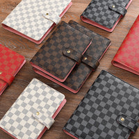 Loose-leaf Book High-grade Leather Cover Checkered Notebook Book
