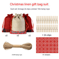 Christmas Countdown Gift Linen Christmas Candy Packaging Bag Set
