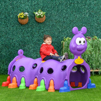2 Sections Kids Climbing Tunnel For Indoor Outdoor Climb & Crawl Toy Play Structure For 3-6 Years Old Boys Girls, Purple