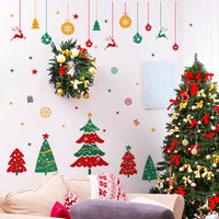 Christmas Tree Bell Snowflake Hand Painted Christmas Wall Decals
