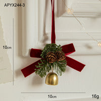 Christmas Little Bell Shape Velvet Bow Small Hanging Ornament