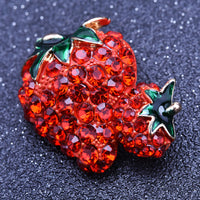 Strawberry Gemstone Encrusted Brooch