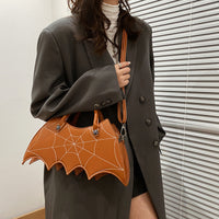 Halloween Spider Web Shape Shoulder Bags Personality Batgirl Tide Pu Handbags Fashoin Messenger Crossbody Bag
