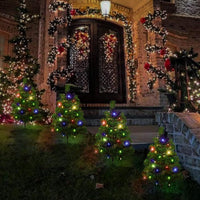 3SET 1 TOW 2 Solar Christmas Tree, Solar Powered Pathway Christmas Tree With Multicolored LED Lights

