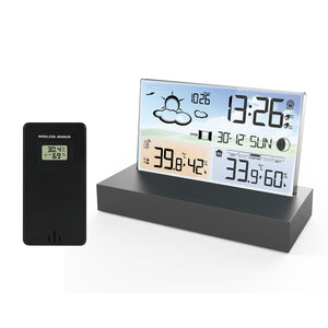 Color Screen RF Wireless Transparent Glass Weather Clock