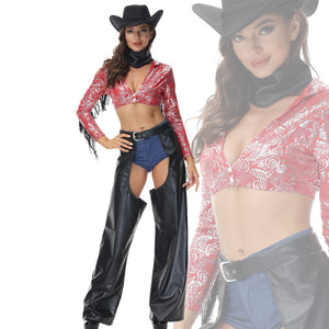 Costume de Cosplay de Cowboy pour fête d'halloween, tenue gothique de Cowgirl de l'ouest pour femmes, mascarade rétro de tribu Hippie, robe fantaisie
