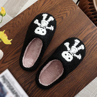 Halloween Skeleton Embroidery Cotton Slippers
