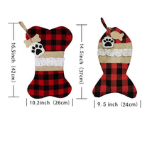 Buffalo Plaid Burlap Fish Dog Bone Christmas Stockings
