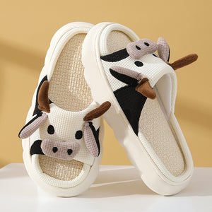 Cute Cartoon Cow and Frog Slippers