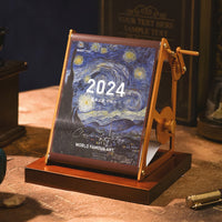 Artistic Oil Painting Easle 2024 Calendar Desk Decoration