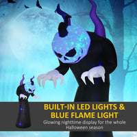 7ft Inflatable Halloween Ghost With Horns, Blow-Up Outdoor LED Yard Display With Flame Effect For Garden, Lawn, Yard, Party, Holiday
