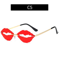 Lips Style Sunglasses Women Rimless Sun Galsses Trending Metal Eyewear Oculos Fashion Gradient Gafas Vintage Retro Shades GB5343
