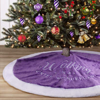 Winter Wonderland Embroidered Purple Coral Velvet Tree Skirt
