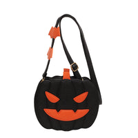 Funny Pumpkin Jack-o-Lantern Cartoon Shoulder Crossbody Bag With Bats
