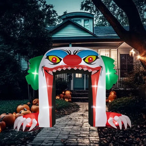 8.9 FT Halloween Inflatables Clown Archway Outdoor Decorations, Scary Halloween Giant Clown Blow Up Decorations With Built-in LED Lights For Holiday Party Front Yard Lawn Garden Decor