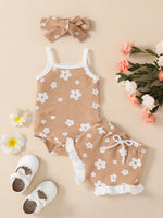 Baby Girl Waffle Print Overall Dress Set
