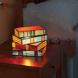 Resin Stained Glass Stacked Books Lamp