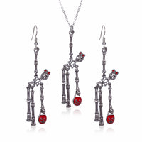 3pcs Halloween Skeleton Earrings And Necklace Set Creative Retro Personality Jewelry Accessories
