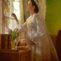 Photography Beautiful Retro Oil Painting Style Lace Pregnant Mom Big Belly Clothing
