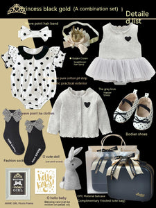 Baby Gift Package Little Princess Black Gold Dress Polka Dot Set
