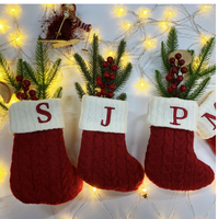 Woolen Knitted Christmas Letter Socks Decoration Pendant Gift Bag Stocking
