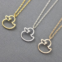 Cute Hollow Little Duck Sweet Pendant Necklace
