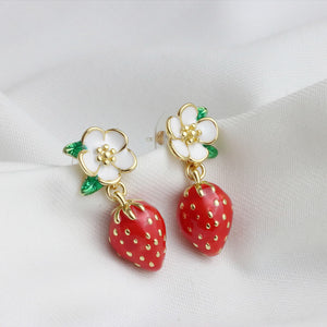 Enamel Glaze Hand Painted Strawberry Earrings