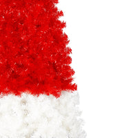 6FT Artificial Christmas Tree With LED Light, Santa's Hat Shape Artificial Whimsical Xmas Tree With 1050 Tip, Curved Xmax Tree
