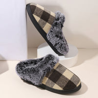 Winter Warm Plaid Plush Slippers Home Indoor Non-slip Bedroom Floor Soft Fuzzy Slippers
