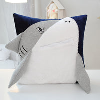 Three Dimensional Shark Pillow With Zipper Pocket
