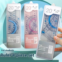 Youpai Ruler Sets Transparent Acrylic Drawing Four-piece Square Protractor
