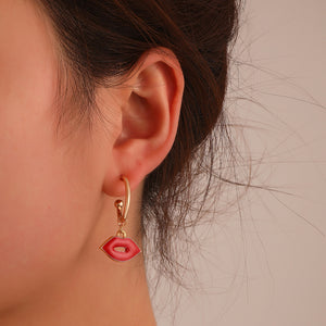 Creative Red Lips Earrings Female Fashion