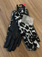 Leopard Print and Pu Leather Touch Screen Gloves
