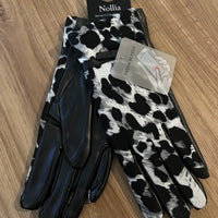 Leopard Print and Pu Leather Touch Screen Gloves