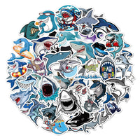 50 PCs Shark Cartoon Graffiti Stickers Suitcase Children's Skateboard Refrigerator Waterproof Sticker Painting
