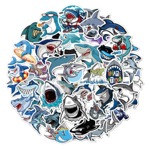 50 Uds pegatinas de grafiti de dibujos animados de tiburón maleta patineta para niños refrigerador pegatina impermeable pintura