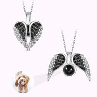 100 Languages Love or Personalized Projection Photo Angel Wings Necklace