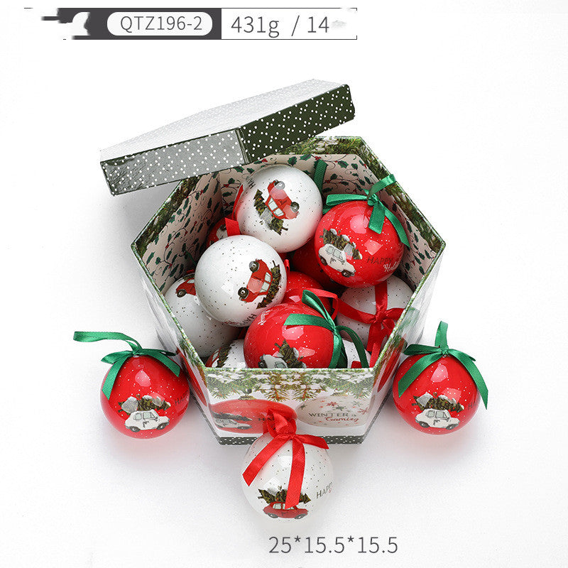 Gift Box With Christmas Ball Ornaments (14 Pcs)