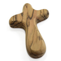 Regalo de cruz de bolsillo de madera de olivo